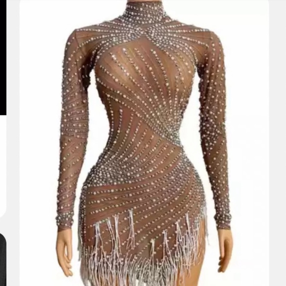 GORGEOUS Sheer Sparkly High Neck Dress